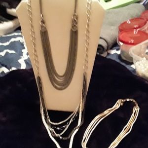 Necklace Lot silvertone - 3 chunky chain style